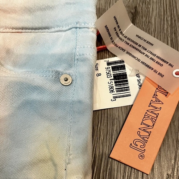 Blank NYC Big Girl's Spray Tie Dye Denim Shorts W/Folded Hem Sizes 8 or 10 - Picture 10 of 15